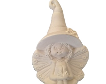 Zoe Fairy Witch  4" Edge Sitting  Ceramic Bisque Ready to Paint
