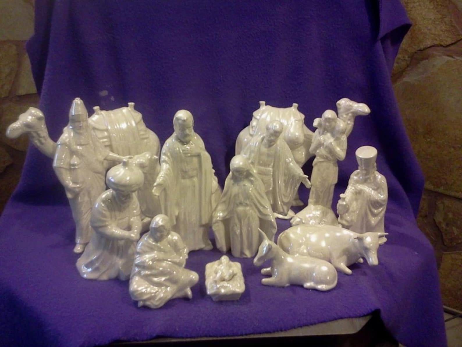 Ceramic Large Nativity 15 piece Glazed set with Mother of Etsy