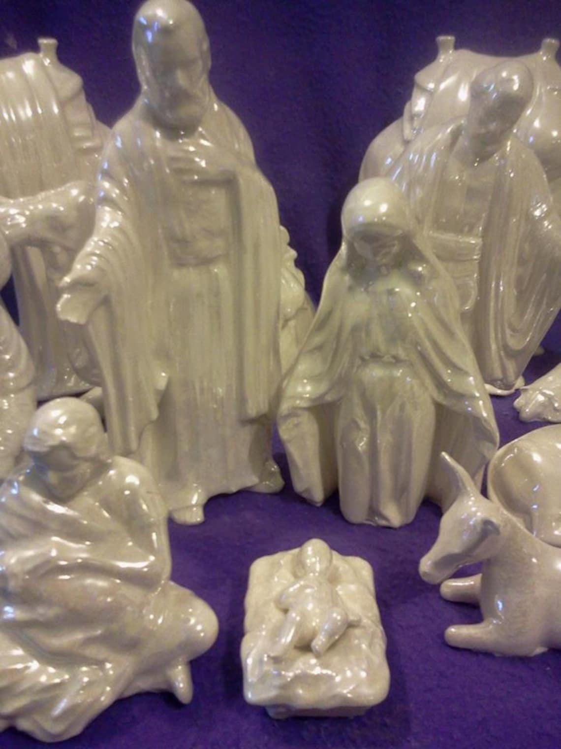 Ceramic Large Nativity 15 piece Glazed set with Mother of Etsy