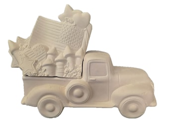 Camionnette avec insert Patriot Bisque en céramique, prête à peindre