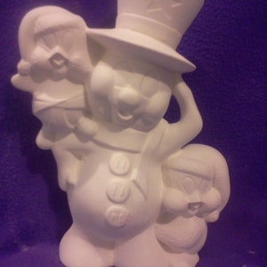 Snowman with Birds 9" Ceramic Bisque, Ready To Paint