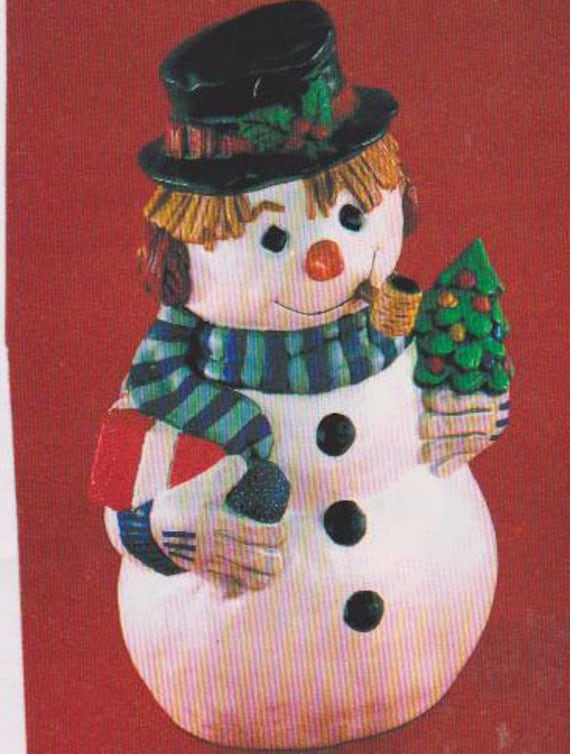 Vintage Ready to Paint 4.5” Set of 2 CRACKPOTS SNOWMAN Ceramic Bisques Christmas 