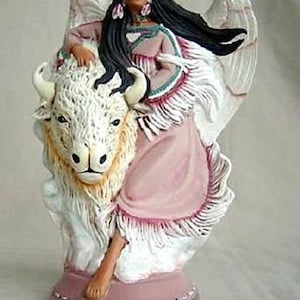 Native Angel with Buffalo ready to paint 12&quot; ceramic bisque