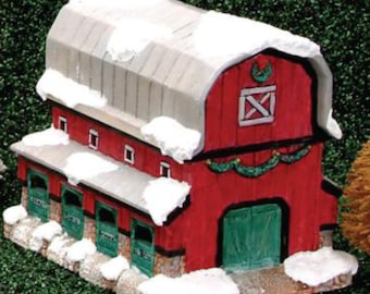 Reindeer Barn Village House 7"x 8" x 6" Ceramic Bisque, Ready To Paint