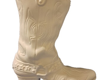 Cowboy Boot Vase 8" Ceramic Bisque, Ready to paint