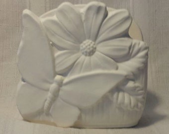 Butterfly / Daisy Napkin Holder ready to paint ceramic bisque