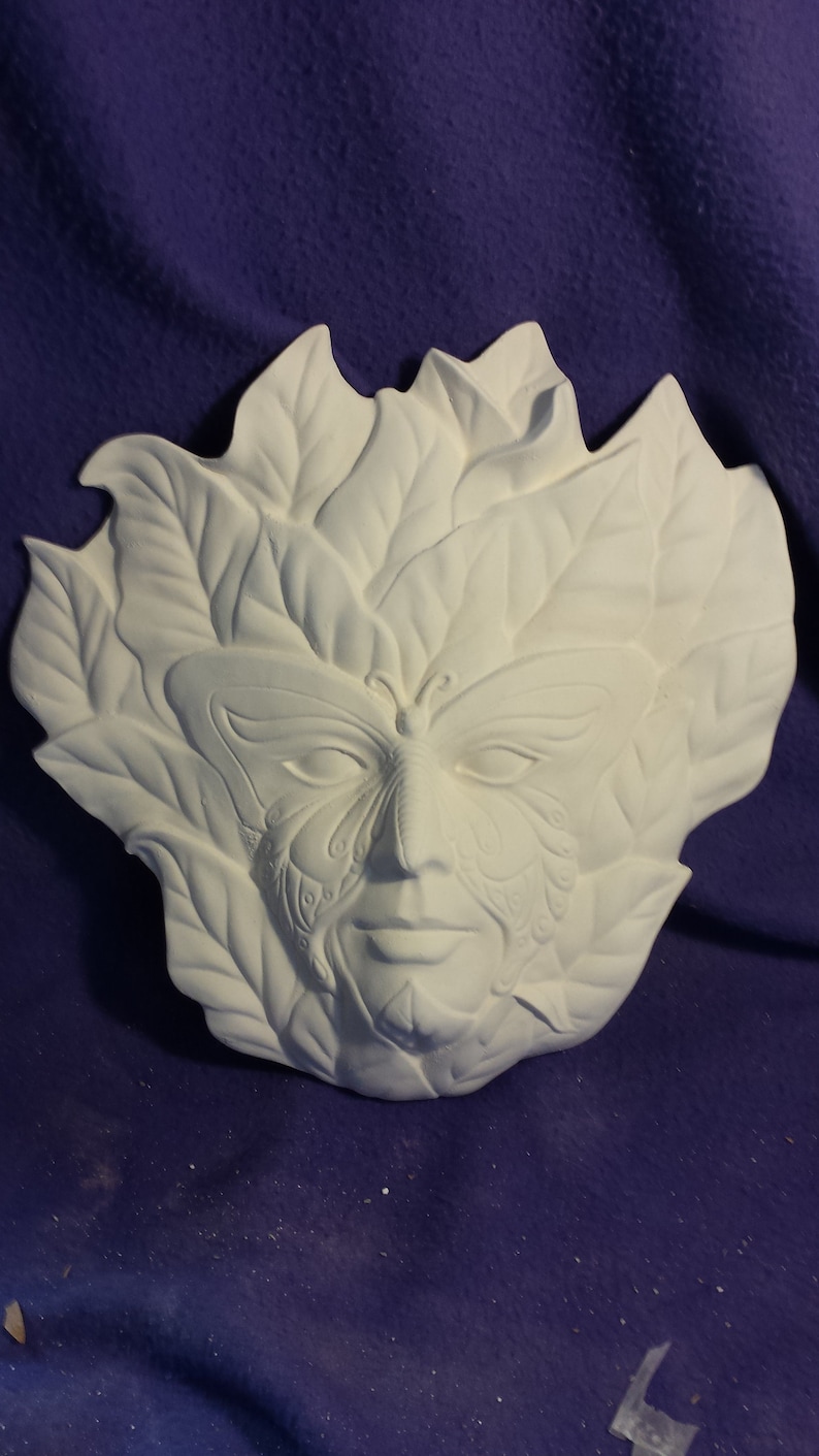 Butterfly Leaf Mask Plaque 14 Ceramic Bisque Ready to Etsy