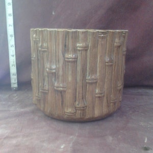 Vintage Large Duncan Bamboo Planter Ready to paint 7 x 7 1/2 ceramic bisque, image 2