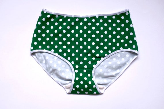 Green Panties With White Dots. High Waist. Underwear for Women. Cotton  Panties. Free Shipping. All Sizes 