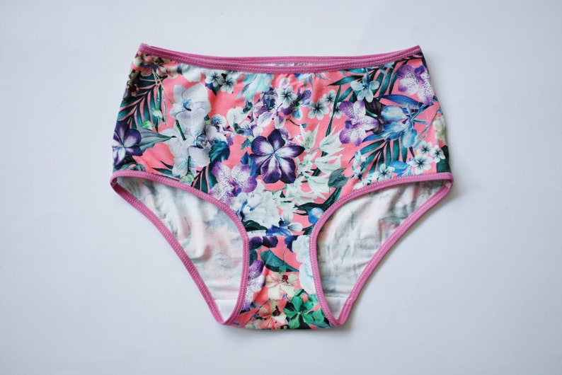 Tropical Flower Patterned Hipster Style Panties. Cotton Undies Etsy