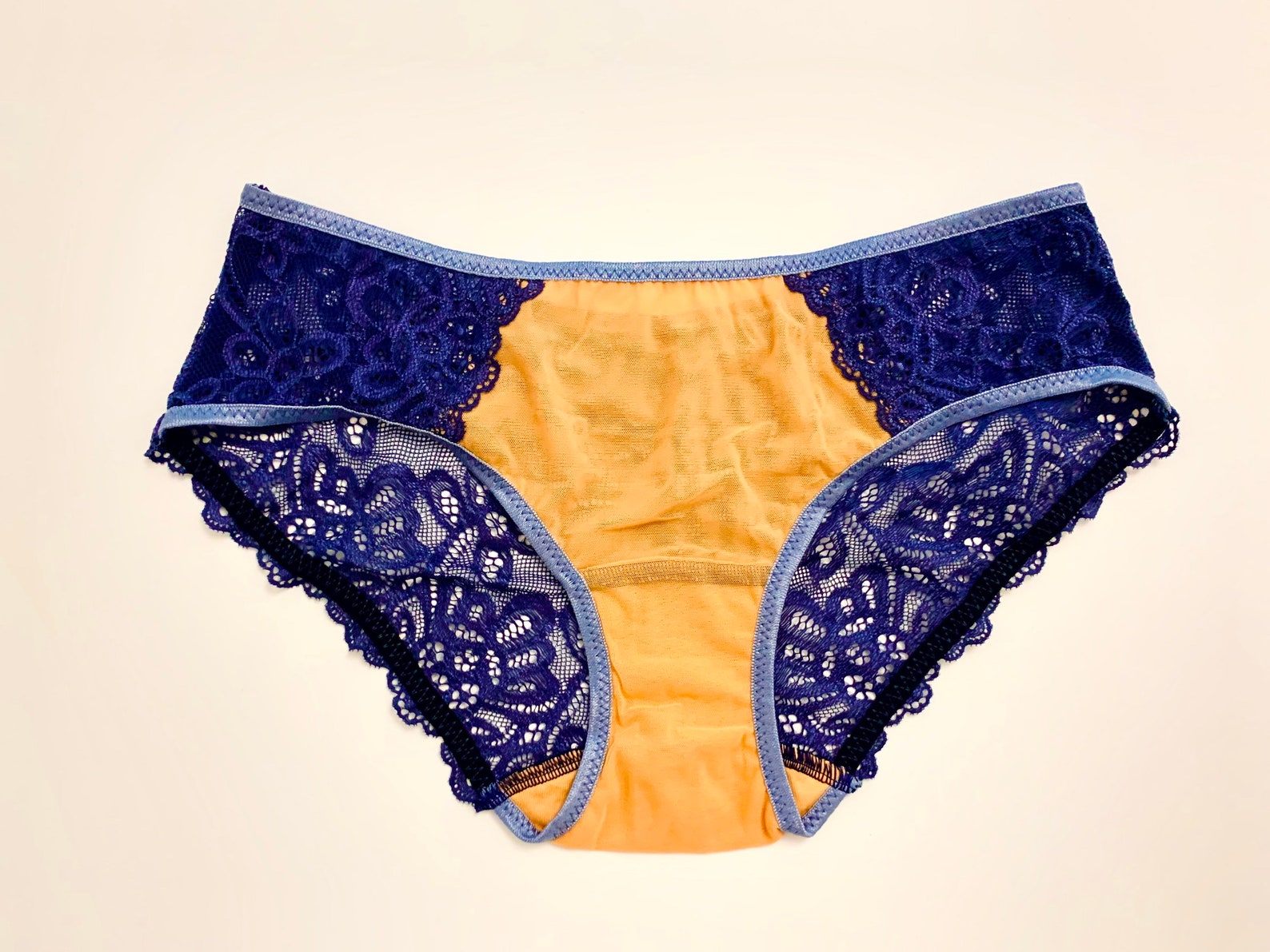 Mustard Yellow Mesh Panties. BLUE Lace. Bikini Style Panties. Etsy