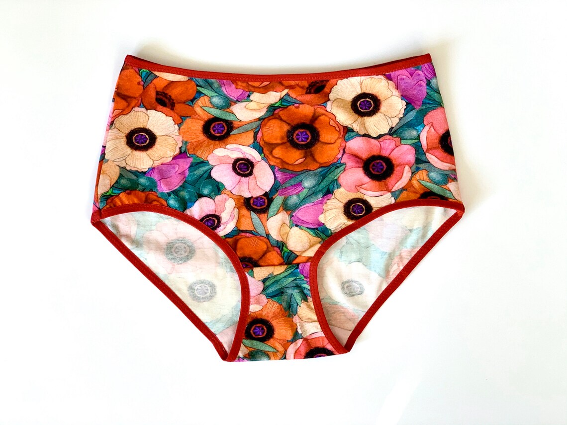 Hipsterstyle Panties With Poppies Print. Comfortable Cotton Etsy