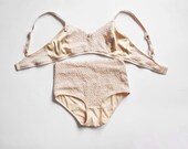 Romantic and Comfortable lingerie. Vintage Lacy Soft Bra / bralette  with Hipster style panties.