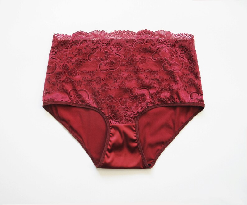 Bordo / cherry color lacy Hipster style Panties. Exclusive | Etsy