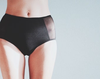 Black mesh fabric panties. Hipster style Panties. All size.