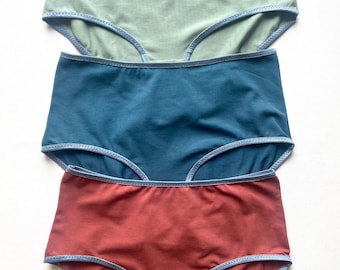 Organic cotton Panties 3-pack. Handmade. Medium high. Woman panties.