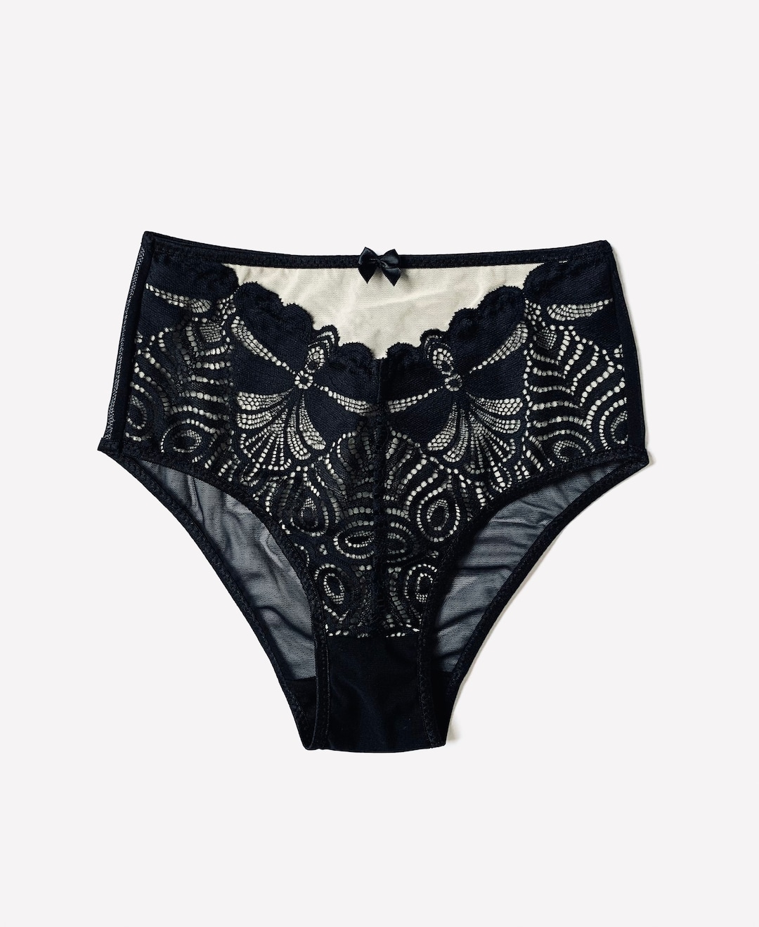 Highcut Lace Panties. Black Lace With Black and Nude Sheer Etsy