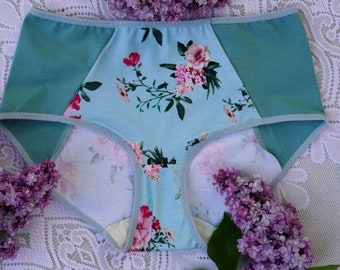 GOTS Organic Cotton Panties: Floral High Waist Underwear