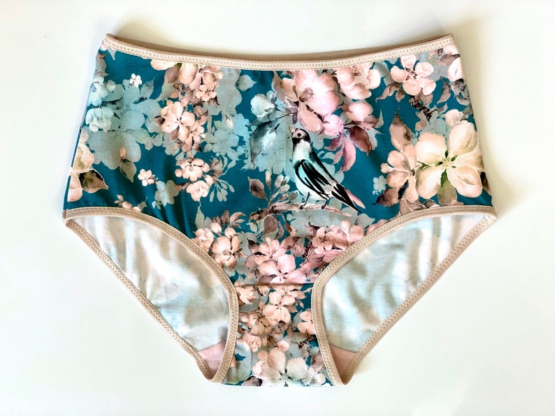 Hipster Style Panties With Birds and Apple Blossom Print. Etsy