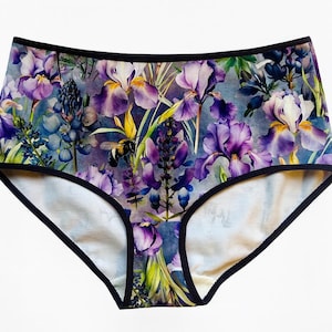 High Waisted Panties – Floral Print Premium Cotton Underwear – Soft Breathable Women&#39;s Briefs with Organic Gusset. Floral underwear.