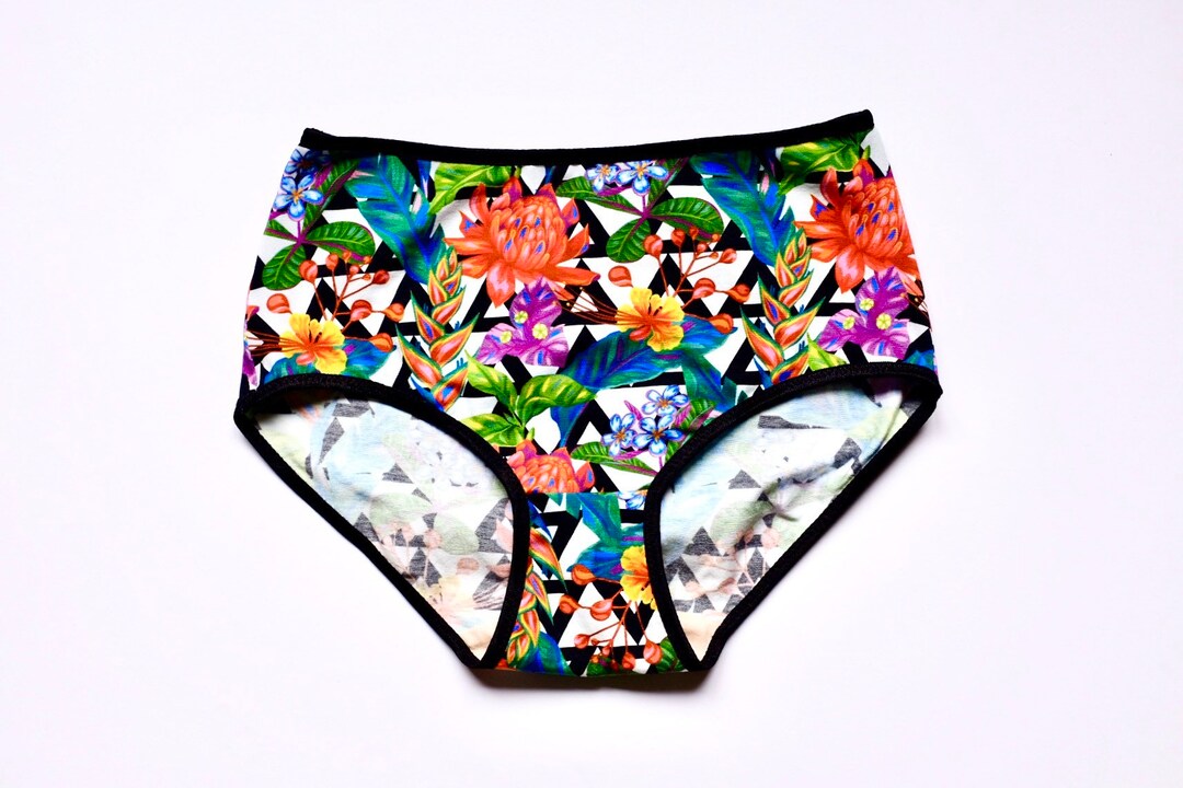 Hipster Style Woman Panties. Comfortable Cotton Panties. Tropical Print