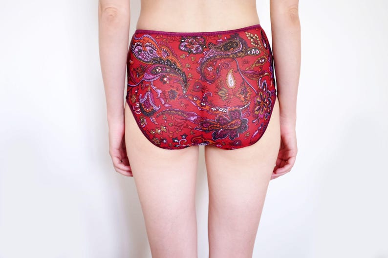 Red Mesh Panties With Flowers. Handmade Underwear. Classic Etsy