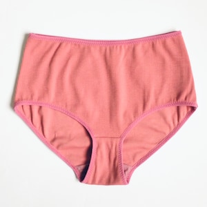 Blush pink panties. Organic cotton high panties. High style briefs. Organic ribbed cotton. Pink lingerie.