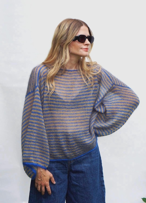Fine Stripe Mohair Sweater by Egretta Garzetta