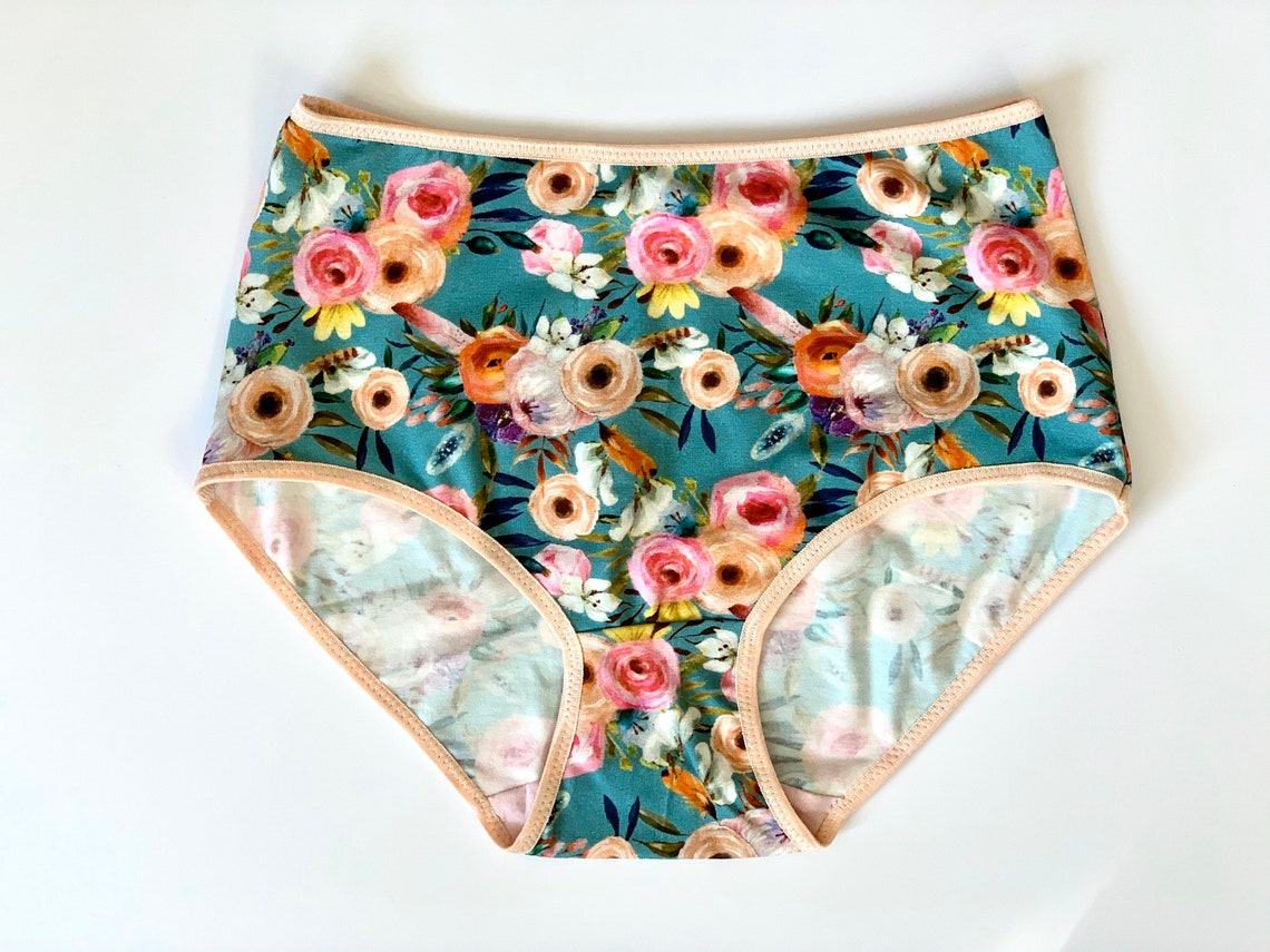 Hipster Style Panties With Raninculus Flower Etsy