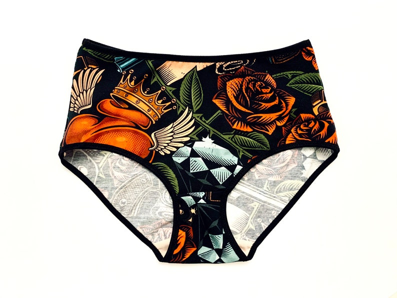 Hipster Style Panties With Guns and Roses. Comfortable Cotton Etsy