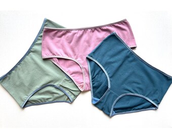 Organic cotton Panties 3-pack. Handmade. Medium high. Woman panties.