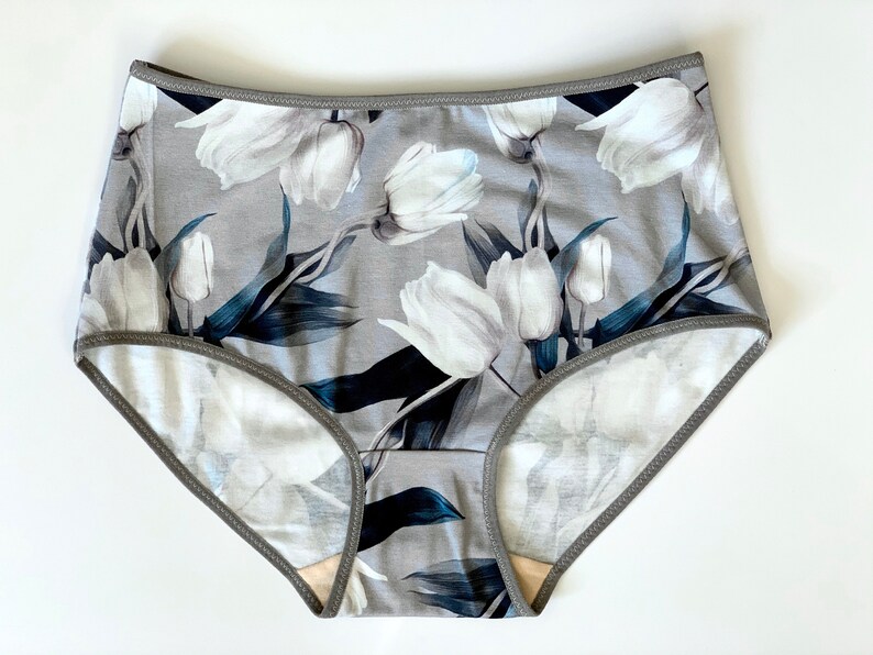 Hipster Style Panties With White Tulips Print. Comfortable Etsy
