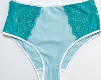 GOTS Organic Cotton High Cut Panties with Lace