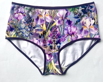 Floral Cotton Panties: Iris & Bee Print, Comfortable Underwear