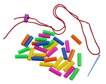 Large Plastic Straw Bead Lacing - Fine Motor Busy Bag
