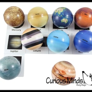 Jogo do sistema solar do universo com cartas conjunto de bolas de estresse - brinquedo de aprendizagem educacional - planetas do espaço sideral Montessori Nomenclatura Trabalho científico
