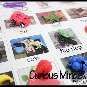 Montessori Object Match - Objets miniatures avec cartes assorties - Cartes 2 parties.  Montessori jouet d’apprentissage, matériel linguistique