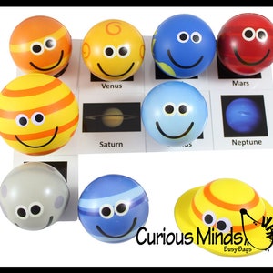 Lindo sistema solar partido con tarjetas Stress Ball Toy Set - Juguete de Aprendizaje Educativo - Planetas del Espacio Exterior Montessori