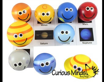 Cute Solar System Match with Cards Stress Ball Toy Set - Educational Learning Toy - Outer Space Planets Montessori
