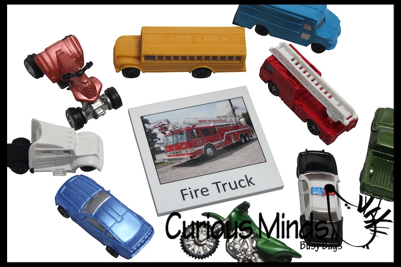 Match Cars and Truck Miniatures to Photos Transportation Vehicles to Matching Cards