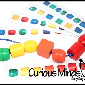 SOMENTE CARTÕES – Cartões de padrões para contas grandes e grossas – Perfeito para trabalho motor fino, montessori, correspondência de padrões e atividades silenciosas