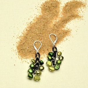 Shades of Green Pearl Earrings