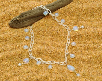 Milky White Anklet with Opalite