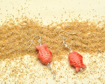 Handpainted Peruvian Fish Earrings with Bubbles