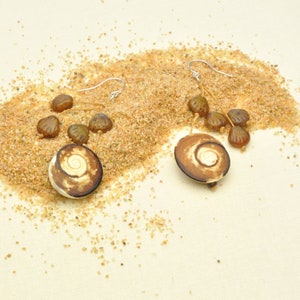 Cat's Eye with Czech Glass Seashells Earrings