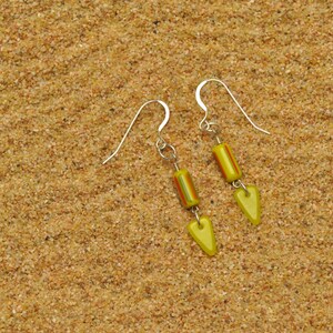 Striped Chartreuse Barrel and Flag Earrings
