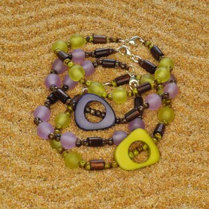 Chartreuse Green Tagua Nut and Fair Trade Resin Hand Knotted Bracelet
