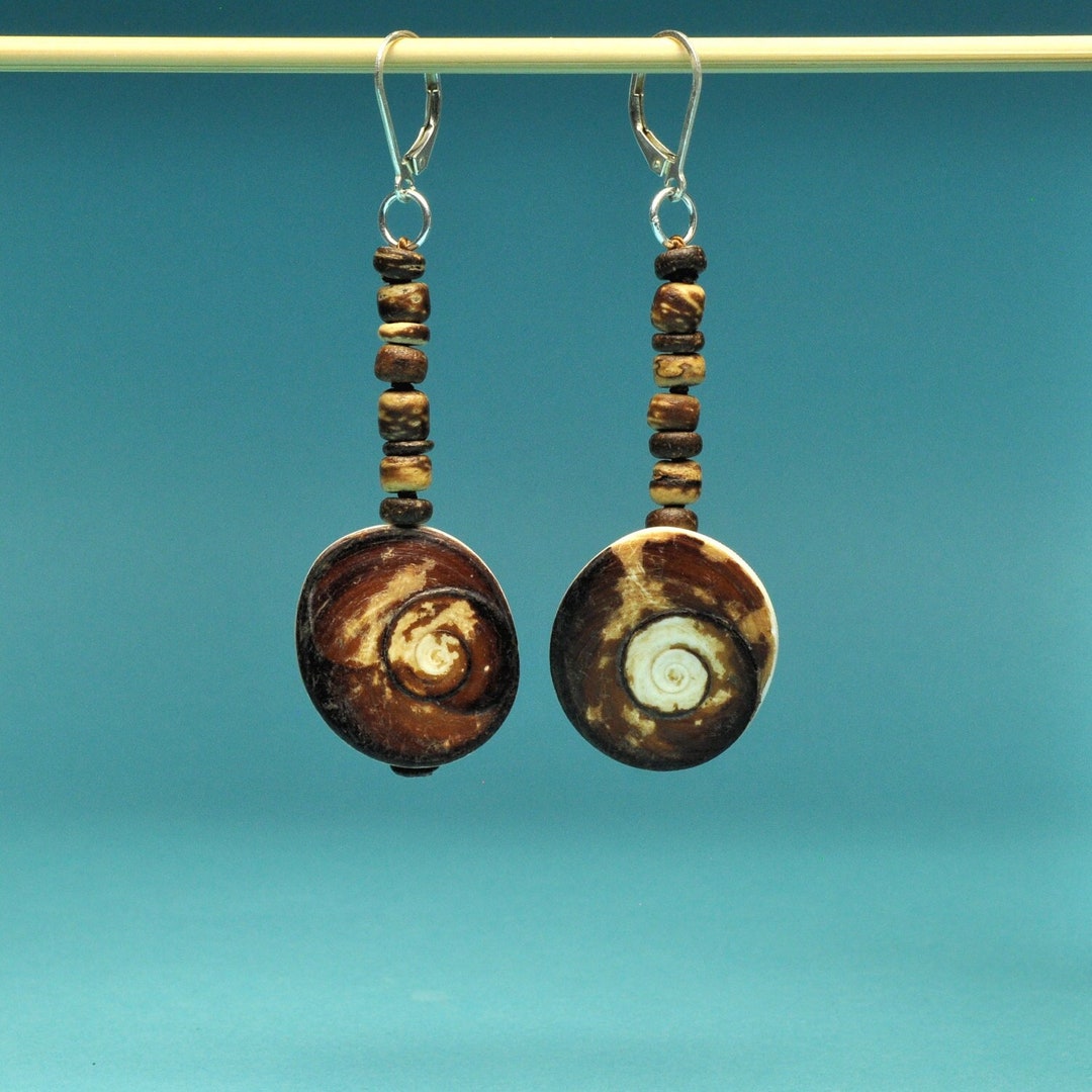 Cat's Eye Shell With Coconut Earrings - Etsy