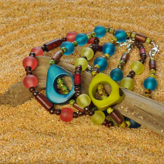 Tagua Nut and Fair Trade Resin Hand Knotted Bracelet