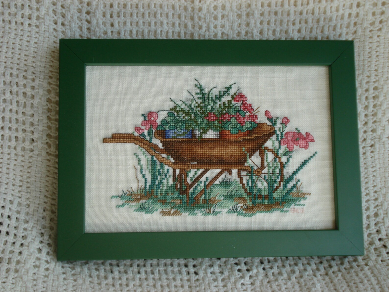 Wheelbarrow With Flowers in Counted Cross Stitch - Etsy